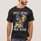 Loop nooit alleen Autistic Awareness Maand T-shirt (Voorkant)