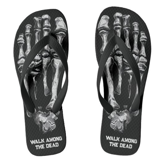 Loop onder de dode skeletbotten gothic teenslippers (Voetbed)