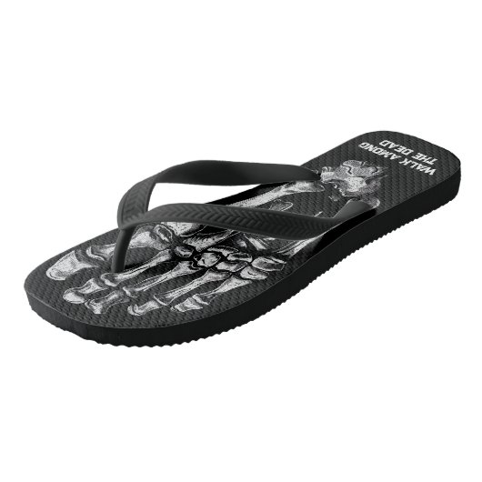 Loop onder de dode skeletbotten gothic teenslippers (Schuin)