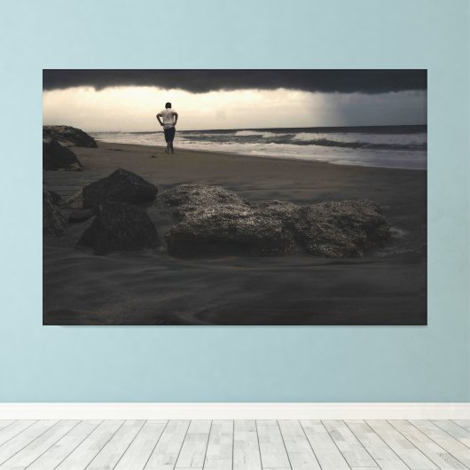 Loop op op het strand canvas afdruk (Insitu (Houten vloer))