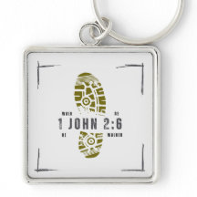 Loop terwijl Hij premium vierkante sleutelhanger l