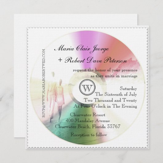Loop unieke moderne CD-Stamp Wedding Invitae Kaart (Voorkant / Achterkant)