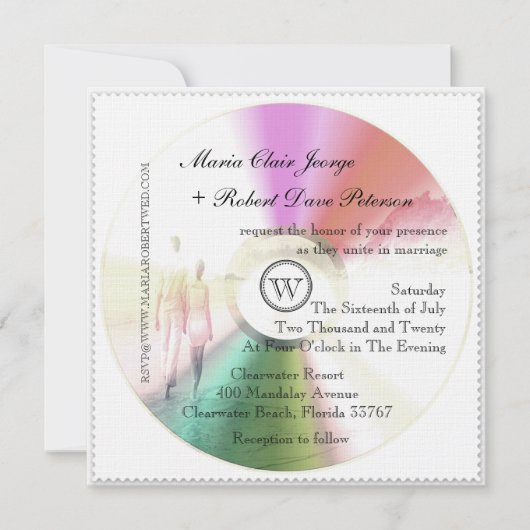 Loop unieke moderne CD-Stamp Wedding Invitae Kaart (Voorkant)