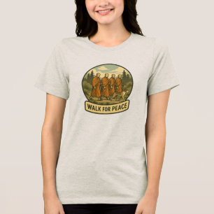 Loop voor Vrede – Minimalistische Monniken en Hond Tri-Blend Shirt