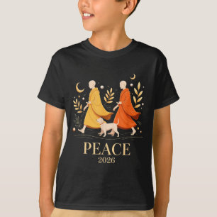Loop vrede 2026 wereld vrede monniken met aloka ho t-shirt