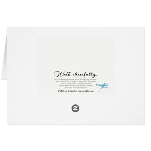 Loop vrolijk George Fox Quote Kaart (Achterkant Horizontaal)