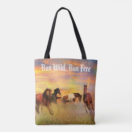 Loop Wilde, laat vrije wilde paarden schilderen Tote Bag (Achterkant)