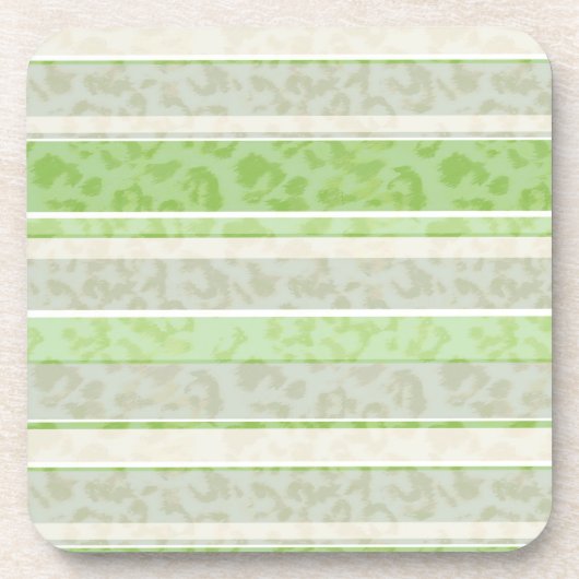 Loopard-afdruk op gestreepte achtergrond. bier onderzetter (Voorkant)