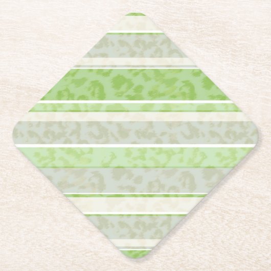 Loopard-afdruk op gestreepte achtergrond. kartonnen onderzetters (Voorkant)