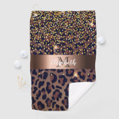 Looparpatroon: monogram bruine zwarte bronzen glaz golfhanddoek (Insitu)