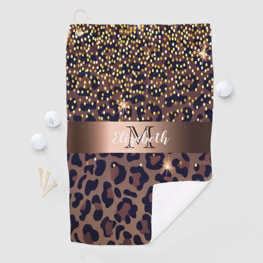 Looparpatroon: monogram bruine zwarte bronzen glaz golfhanddoek (Insitu)