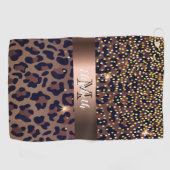 Looparpatroon: monogram bruine zwarte bronzen glaz golfhanddoek (Horizontaal)