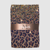 Looparpatroon: monogram bruine zwarte bronzen glaz golfhanddoek (Voorkant)