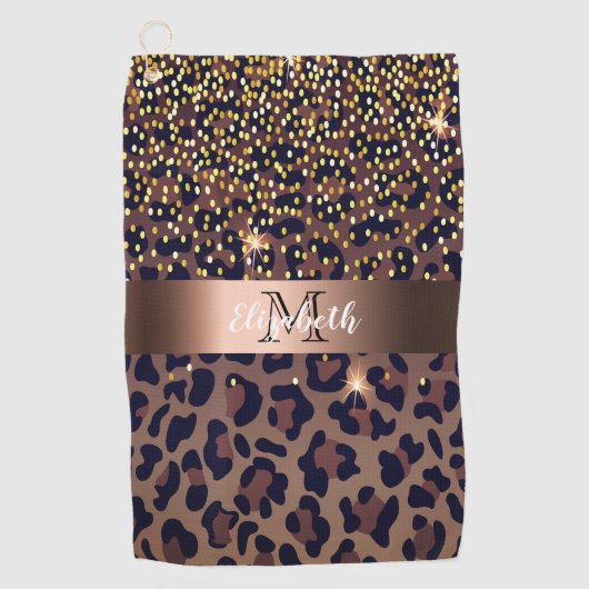 Looparpatroon: monogram bruine zwarte bronzen glaz golfhanddoek (Voorkant)