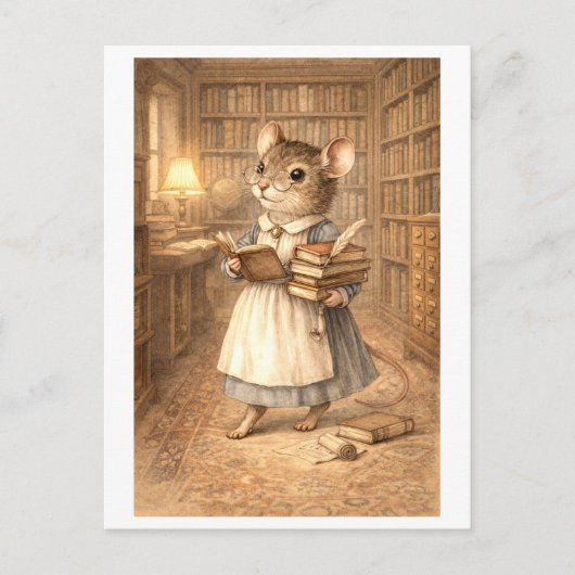 Loopbaan Muis als Bibliothecaris Briefkaart (Voorkant)