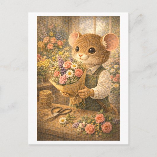 Loopbaan Muis als Bloemist Briefkaart (Voorkant)