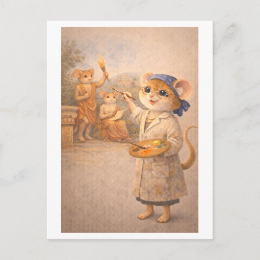 Loopbaan Muis als fresco-schilder Briefkaart (Voorkant)