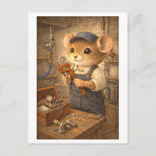 Loopbaan Muis als Loodgieter Briefkaart