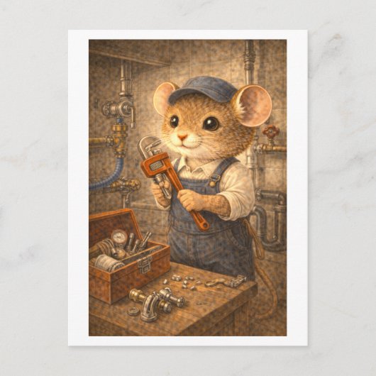 Loopbaan Muis als Loodgieter Briefkaart (Voorkant)