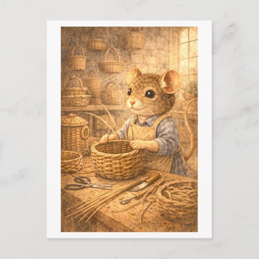 Loopbaan Muis als Mandenvlechter Briefkaart (Voorkant)