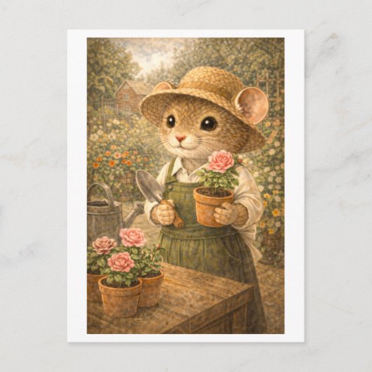Loopbaan Muis als tuinman Briefkaart (Voorkant)