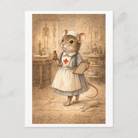 Loopbaan Muis als Verpleegster Briefkaart (Voorkant)