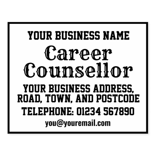 Loopbaanadviseur met naam, adres, enz. rubberstempel (Afrduk)