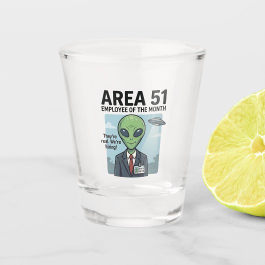 Loopbaandoelen: Area 51 "Werkneemer van de Maand" Shot Glas (Voorkant)