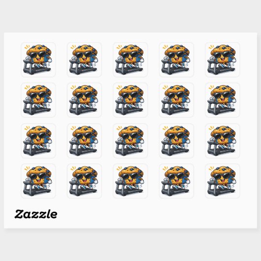 Loopband Muffin Vierkante Sticker (Vel)