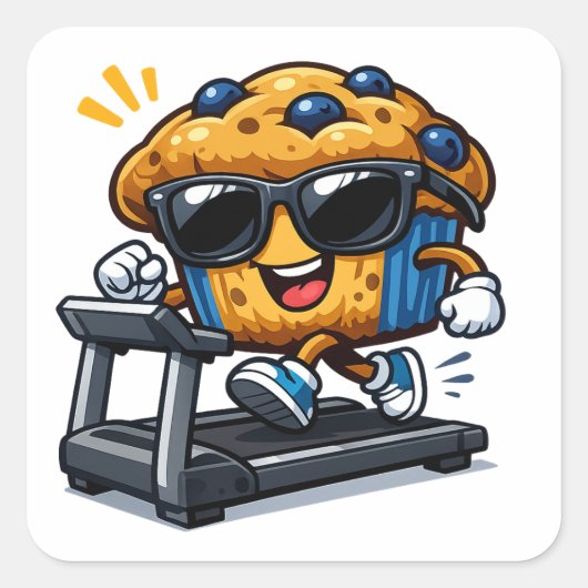 Loopband Muffin Vierkante Sticker (Voorkant)