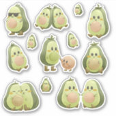 Loopbare kleine Avocados Sticker (Voorkant)