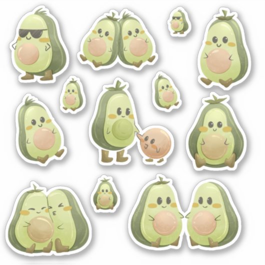 Loopbare kleine Avocados Sticker (Voorkant)