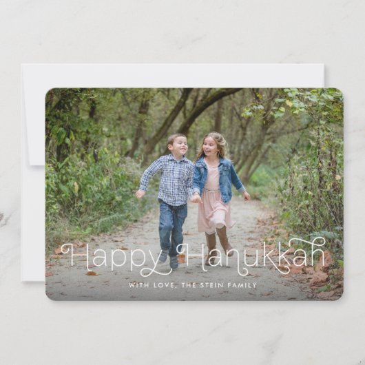 Looped Lettering Hanukkah-fotokaart Feestdagenkaart (Voorkant)