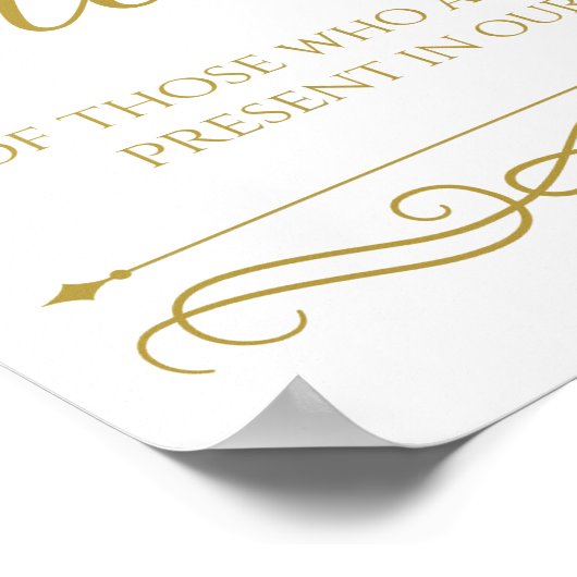 Loopende Memory Wedding Sign Gold Swirl-kalligrafi Poster (Hoek)