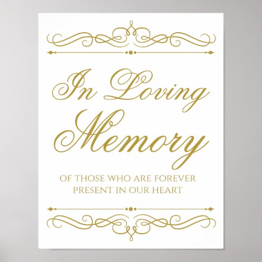 Loopende Memory Wedding Sign Gold Swirl-kalligrafi Poster (Voorkant)