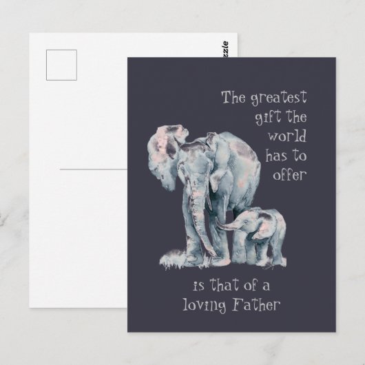 Loopende olifant vader & baby Animal Quote Briefkaart (Voorkant / Achterkant)