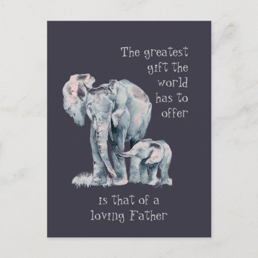 Loopende olifant vader & baby Animal Quote Briefkaart (Voorkant)