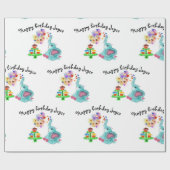 Loopende olifantenverjaardagsverpakkingspapier cadeaupapier (Vlak)