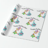 Loopende olifantenverjaardagsverpakkingspapier cadeaupapier (Uitgerold)