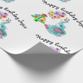 Loopende olifantenverjaardagsverpakkingspapier cadeaupapier (Hoek)