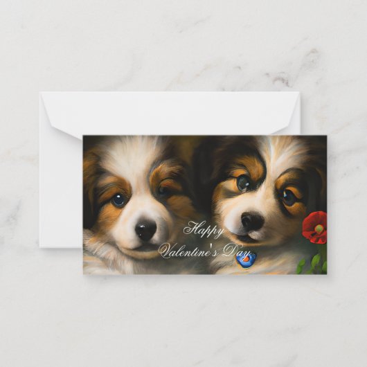 Loopende puppies kinder valentijn notitiekaartje (Voorkant)