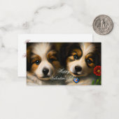 Loopende puppies kinder valentijn notitiekaartje (Voorkant / Achterkant in situ)