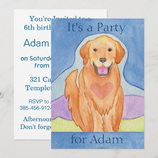 Loopende uitnodiging voor verjaardagsfeest (Voorkant / Achterkant)