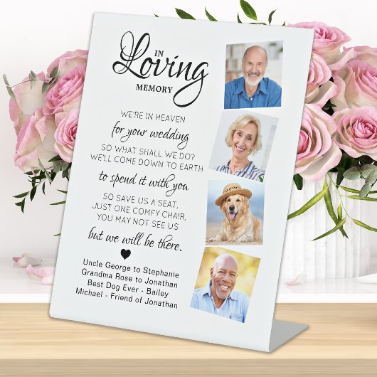 Loopgeheugen 4 Foto Heaven Poem Wedding Memorial Reclamebord Met Voetstuk