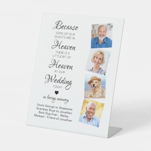 Loopgeheugen 6 Foto Heaven Wedding Memorial Reclamebord Met Voetstuk (Voorkant)