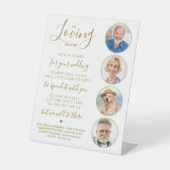 Loopgeheugen Elegant Gold Photo Wedding Memorial Reclamebord Met Voetstuk (Voorkant)
