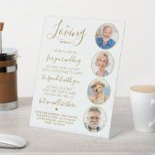 Loopgeheugen Elegant Gold Photo Wedding Memorial Reclamebord Met Voetstuk (Insitu)