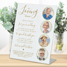 Loopgeheugen Elegant Gold Photo Wedding Memorial Reclamebord Met Voetstuk
