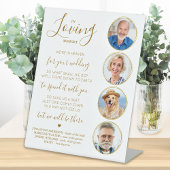 Loopgeheugen Elegant Gold Photo Wedding Memorial Reclamebord Met Voetstuk
