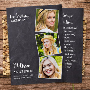 LoopGeheugen Memorial Funeral Prayer Kaart 3 Foto Contactkaartje